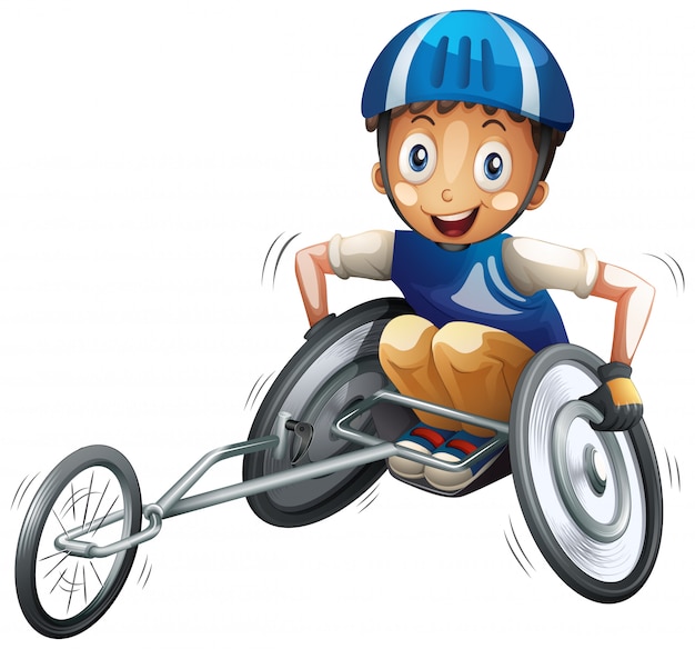 Carácter masculino atleta en silla de ruedas