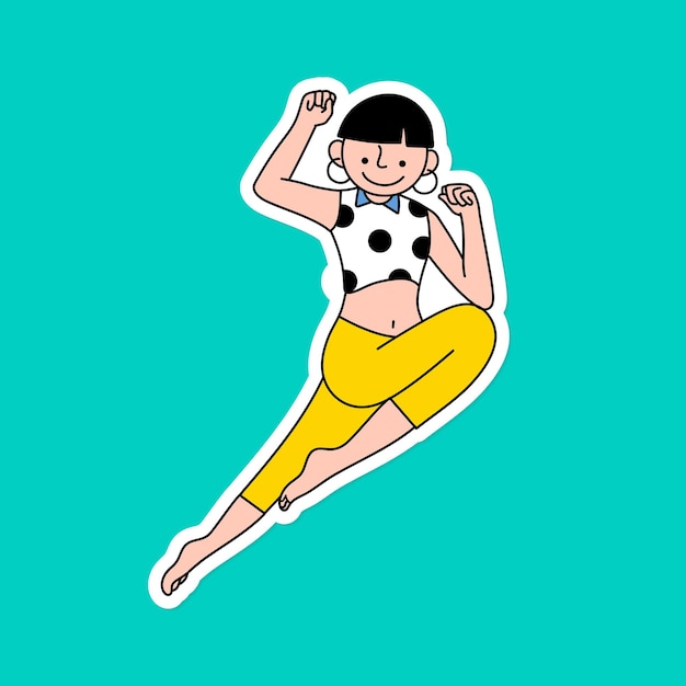 Carácter de mujer fresca en vector de fondo verde