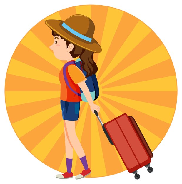 Carácter simple de chica turista.