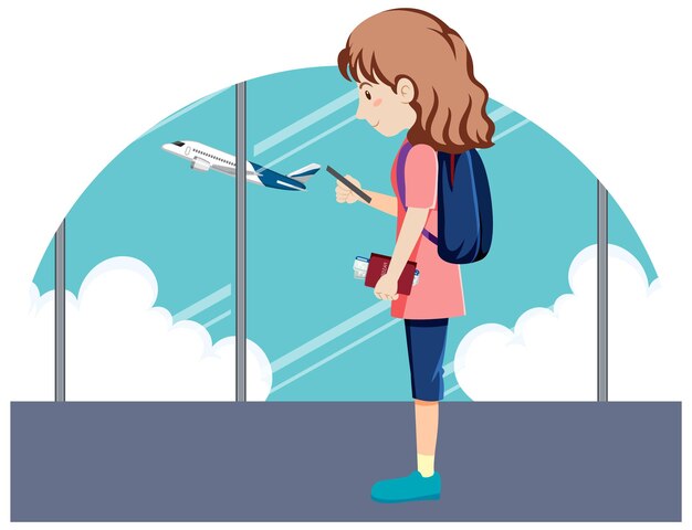 Carácter simple de mujer turista.