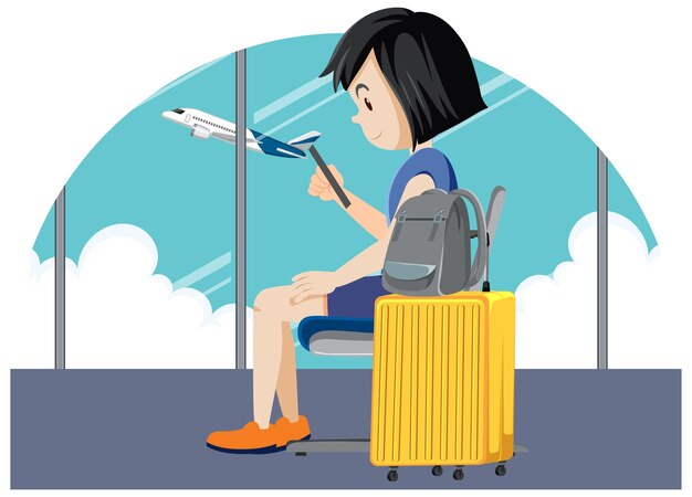 Carácter simple de mujer turista.
