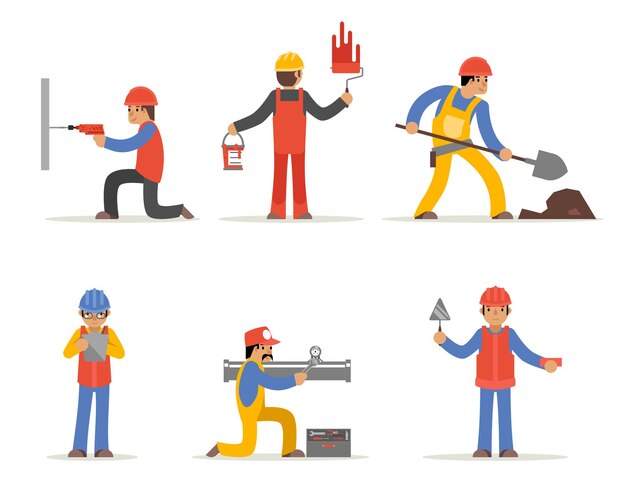 Carácter de trabajador de la construcción, arquitecto e ingeniero.