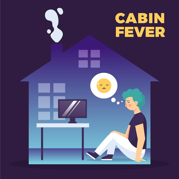 Vector gratuito carácter triste en el interior concepto de fiebre de cabina
