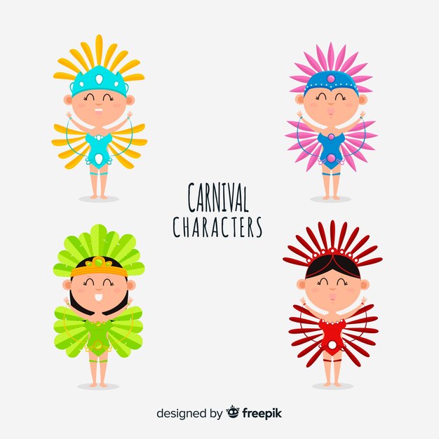 Caracteres de carnaval en trajes