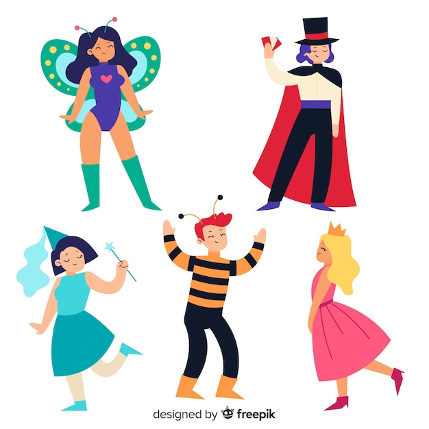 Vector gratuito caracteres de carnaval en trajes