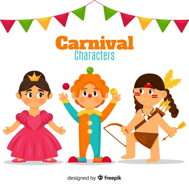 Vector gratuito caracteres de carnaval en trajes