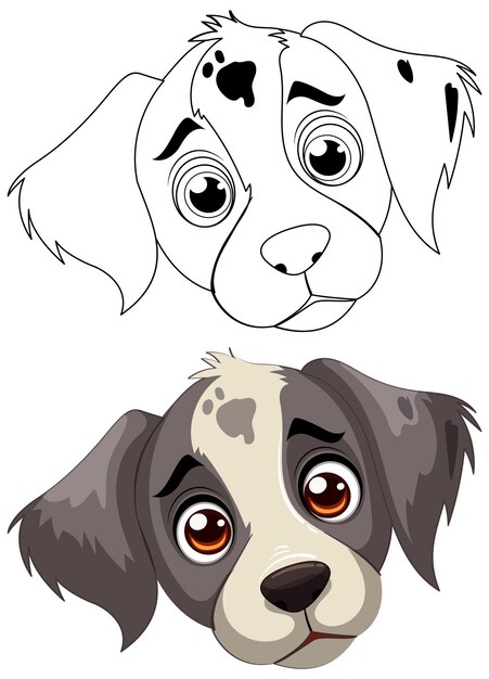 Las caras de los cachorros de dibujos animados