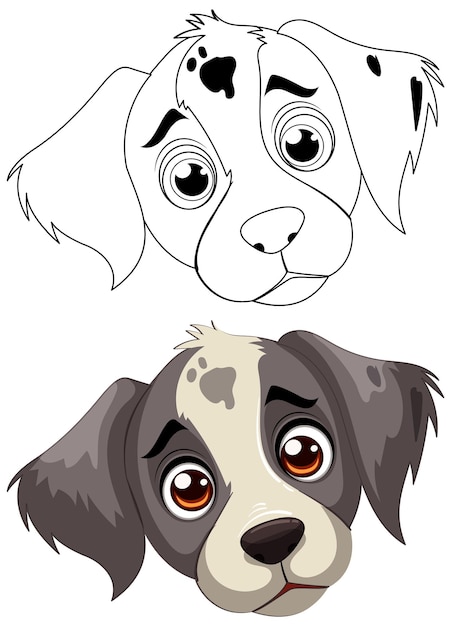 Las caras de los cachorros de dibujos animados