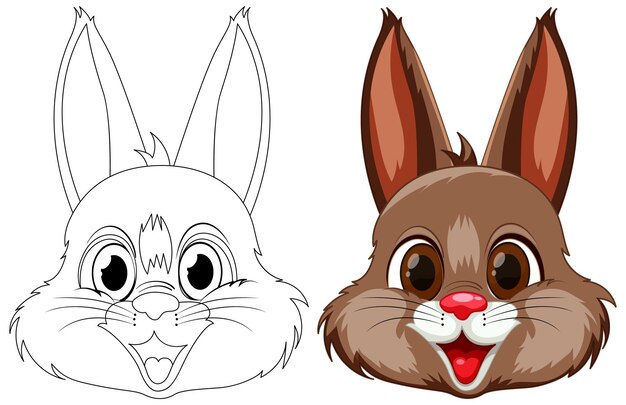 Las caras de conejo desde el boceto hasta la ilustración en color