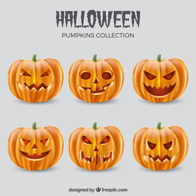 Caras siniestras de jackolantern de halloween