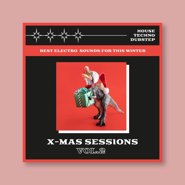 Carátula cd de dino navideño moderno