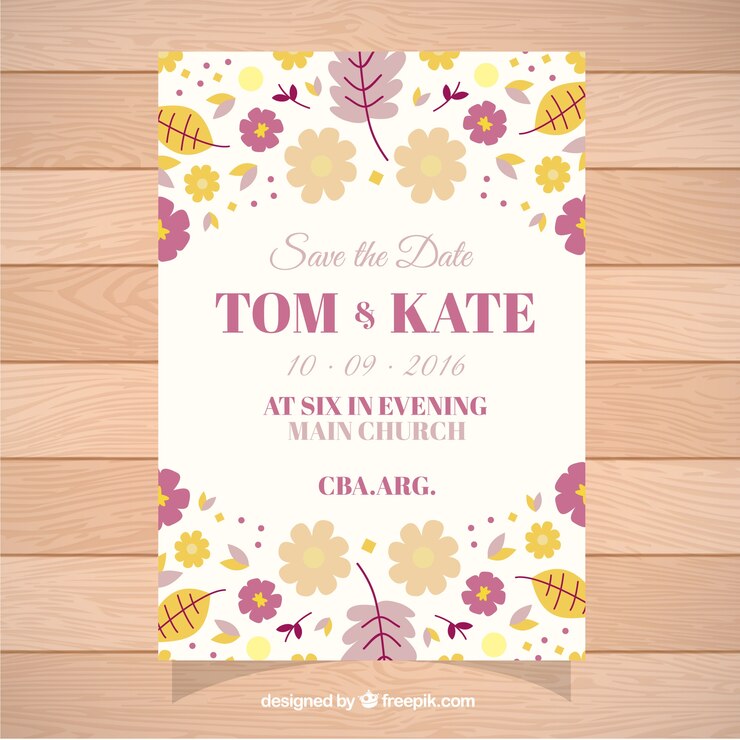 Vector gratuito card for wedding decorated with beautiful flowers