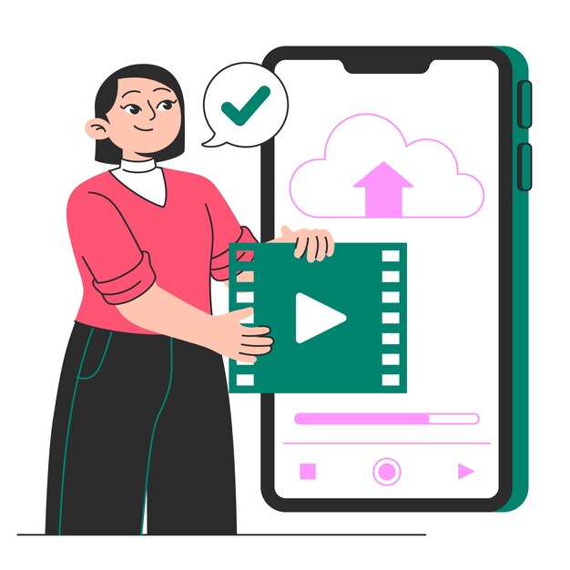 Carga de vídeo a la ilustración del concepto de la nube
