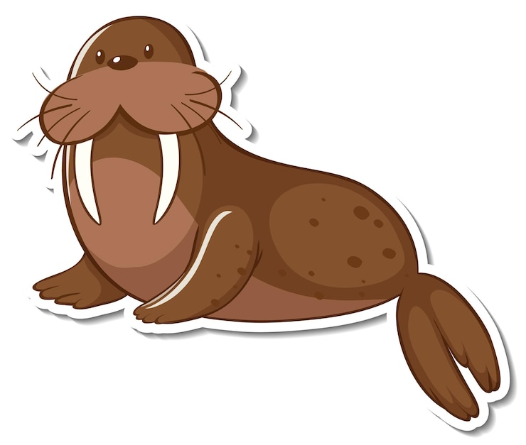 Vector gratuito una caricatura de animal de morsa pegatina