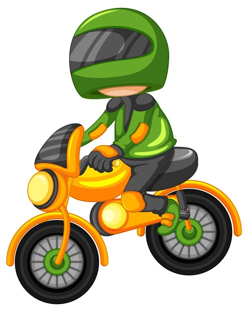 Una caricatura de corredor de motocross sobre fondo blanco.