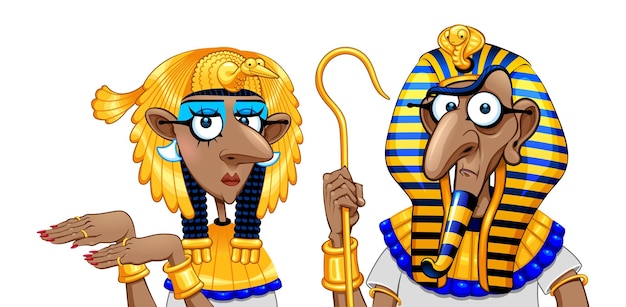 caricatura, faraón, y, cleopatra