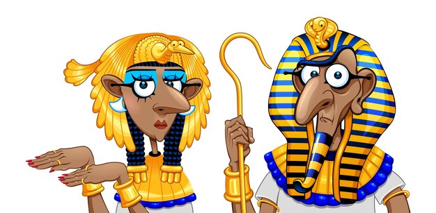 caricatura, faraón, y, cleopatra