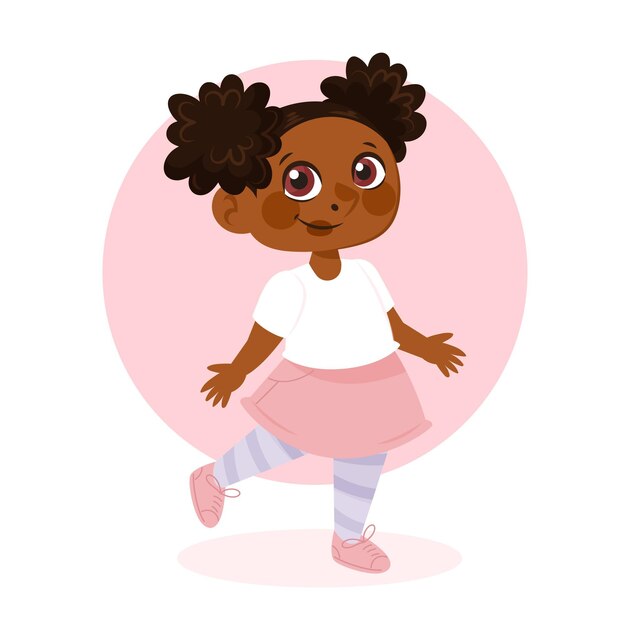 Caricatura, niña americana africana