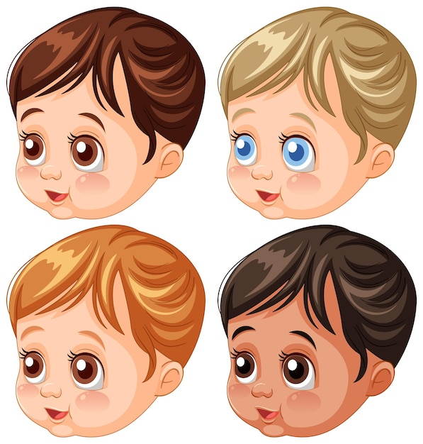 Vector gratuito las caricaturas adorables de los niños pequeños