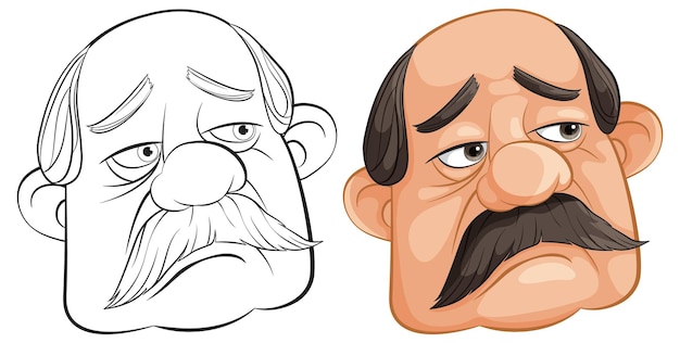 Las caricaturas expresivas de los hombres de edad avanzada