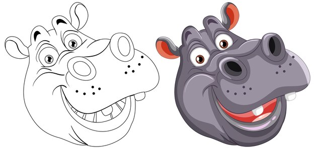 Las caricaturas felices de los hipopótamos