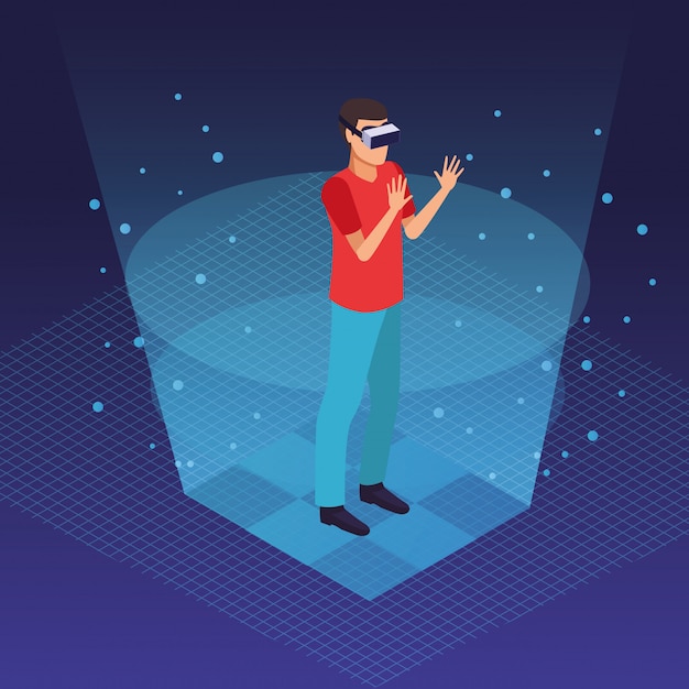 Caricaturas de realidad virtual y amigos.