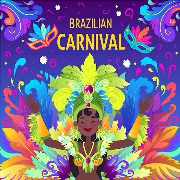 Vector gratuito carnaval brasileño dibujado a mano