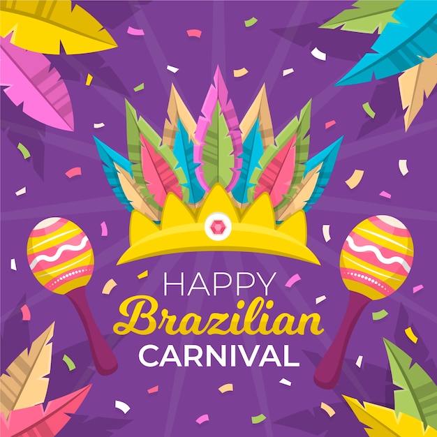 Vector gratuito carnaval brasileño en diseño plano.