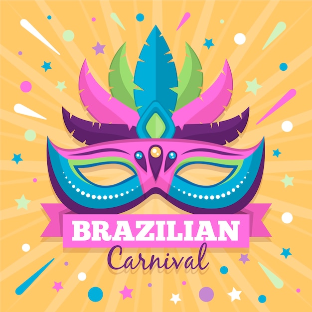 Vector gratuito carnaval brasileño de estilo plano con máscara