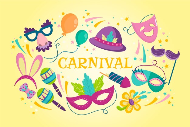 Carnaval colorido dibujado a mano
