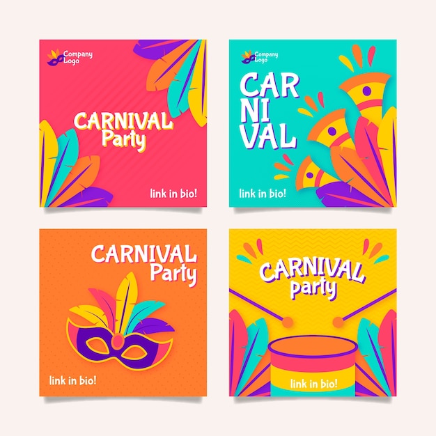 Carnaval fiesta instagram post colección