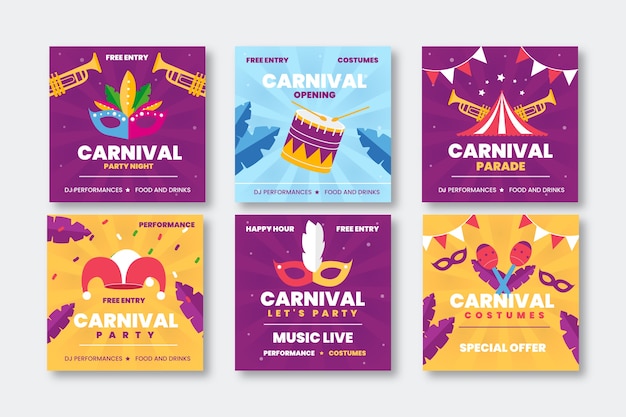 Carnaval fiesta instagram post colección