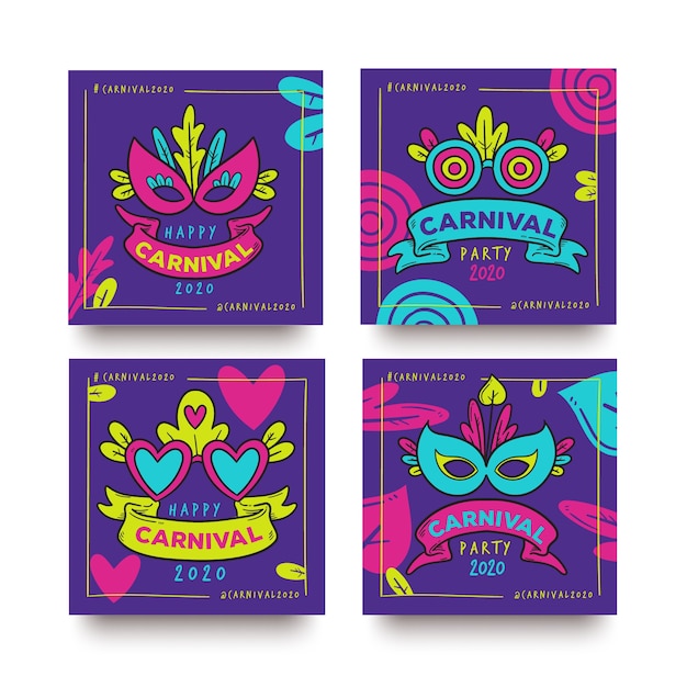 Vector gratuito carnaval fiesta instagram post colección