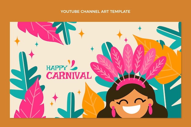 Vector gratuito carnaval plano arte del canal de youtube