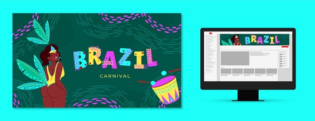 Vector gratuito carnaval plano arte del canal de youtube