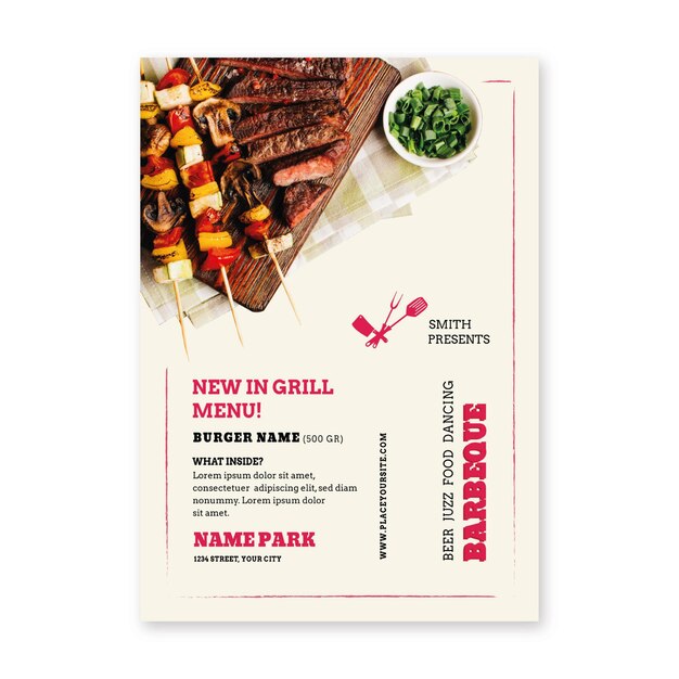 Carne de picnic barbacoa en pinchos póster