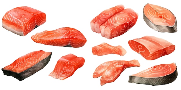 Carne de salmón con acuarela