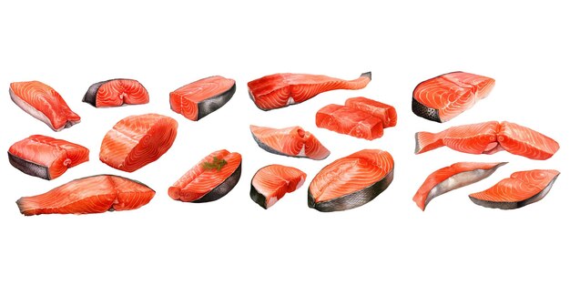 Carne de salmón con acuarela