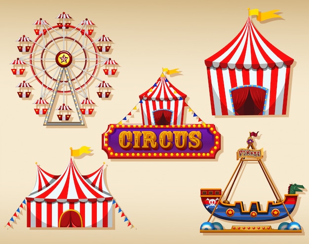 Vector gratuito carpa de circo y cartel.