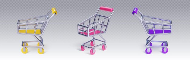 Carretes de supermercado en un fondo transparente