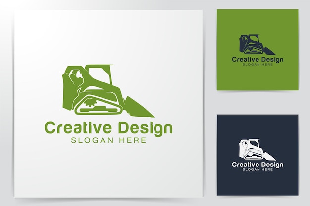 Carretillas elevadoras y grúas, excavadoras y tractores, bulldozers logo Ideas. Diseño de logotipo de inspiración. Ilustración de vector de plantilla. Aislado sobre fondo blanco