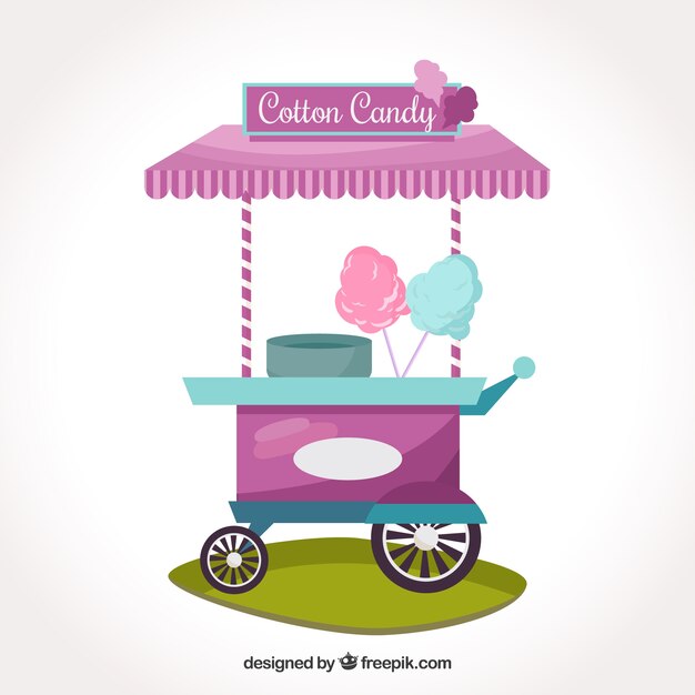 Carrito de algodón de azúcar morado