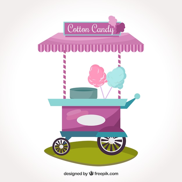 Carrito de algodón de azúcar morado