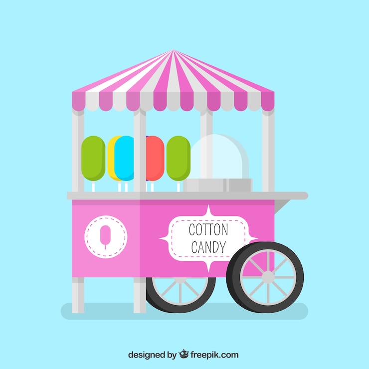 Vector gratuito carrito de algodón de azúcar morado