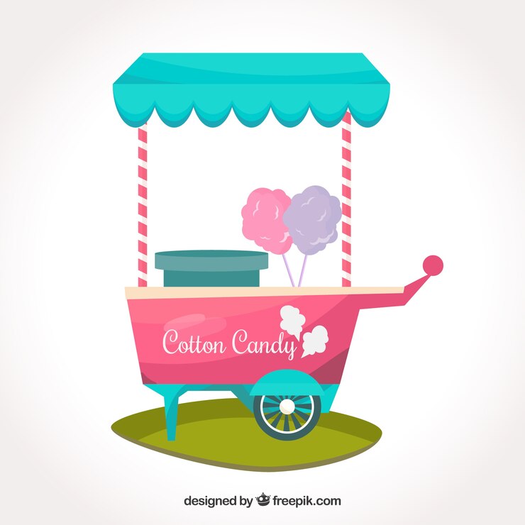Vector gratuito carrito de algodón de azúcar rosa
