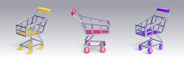 El carrito de compras de metal 3d