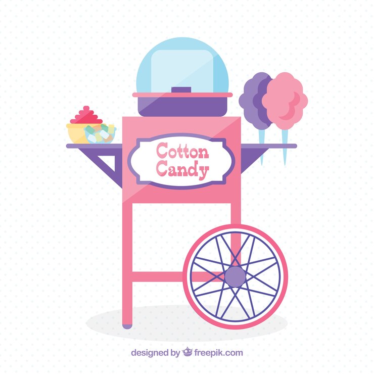 Vector gratuito carro de algodón de azúcar típico y colorido