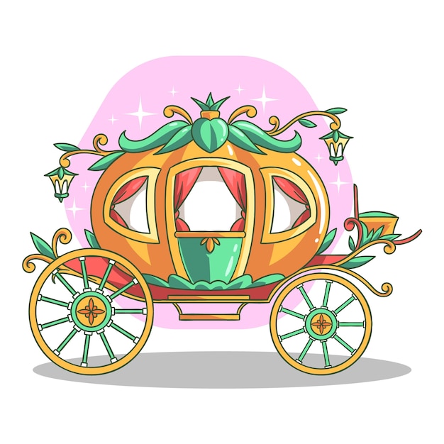 Carro de cuento de hadas estilo dibujado a mano