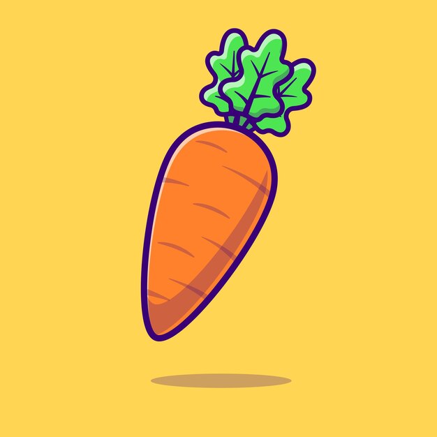 Carrot Vegetable Cartoon Icon Vector Ilustración Alimentos Naturaleza Icon Concepto Vector premium aislado