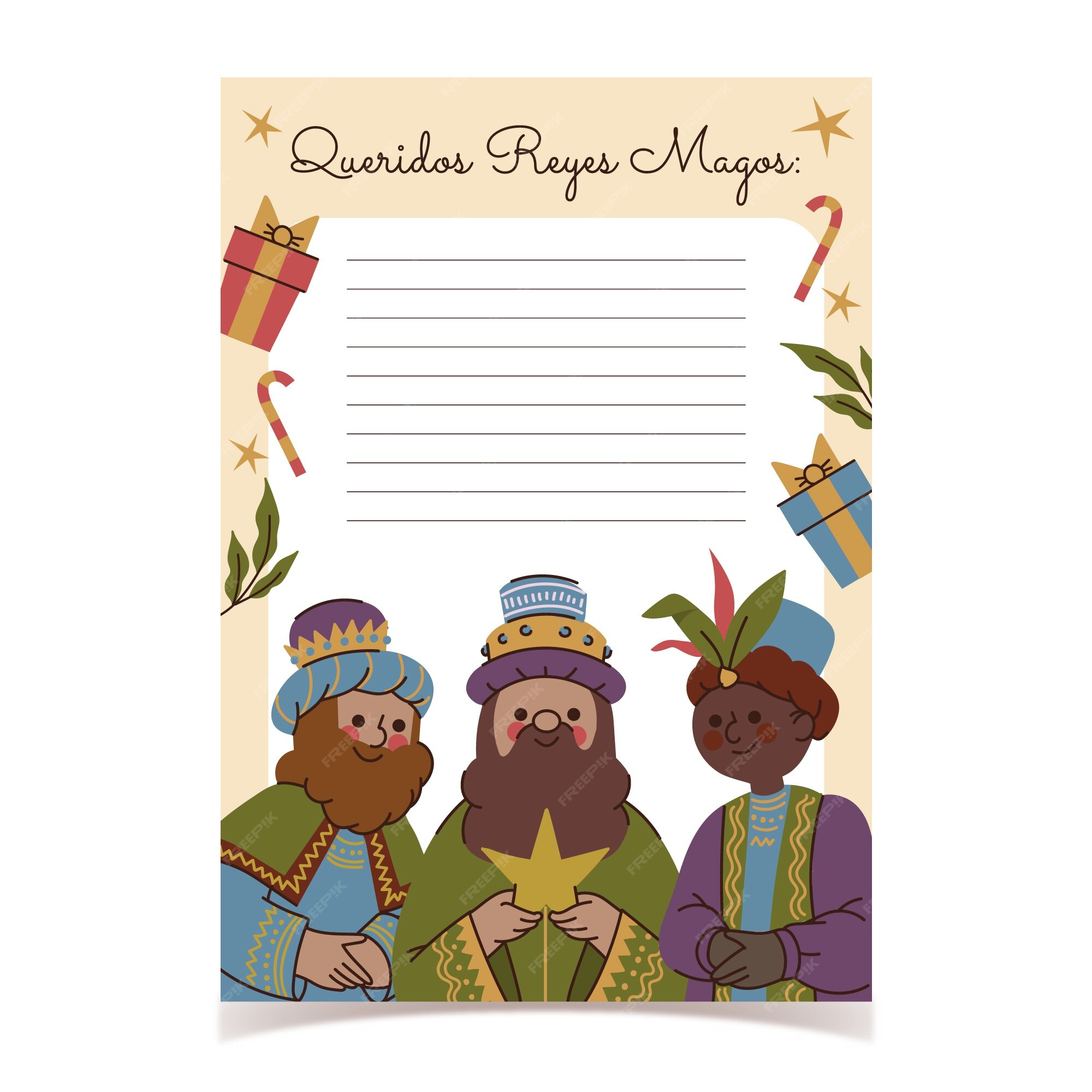 Fondo Carta Reyes Magos Carta de deseos de flat reyes magos | Vector Gratis